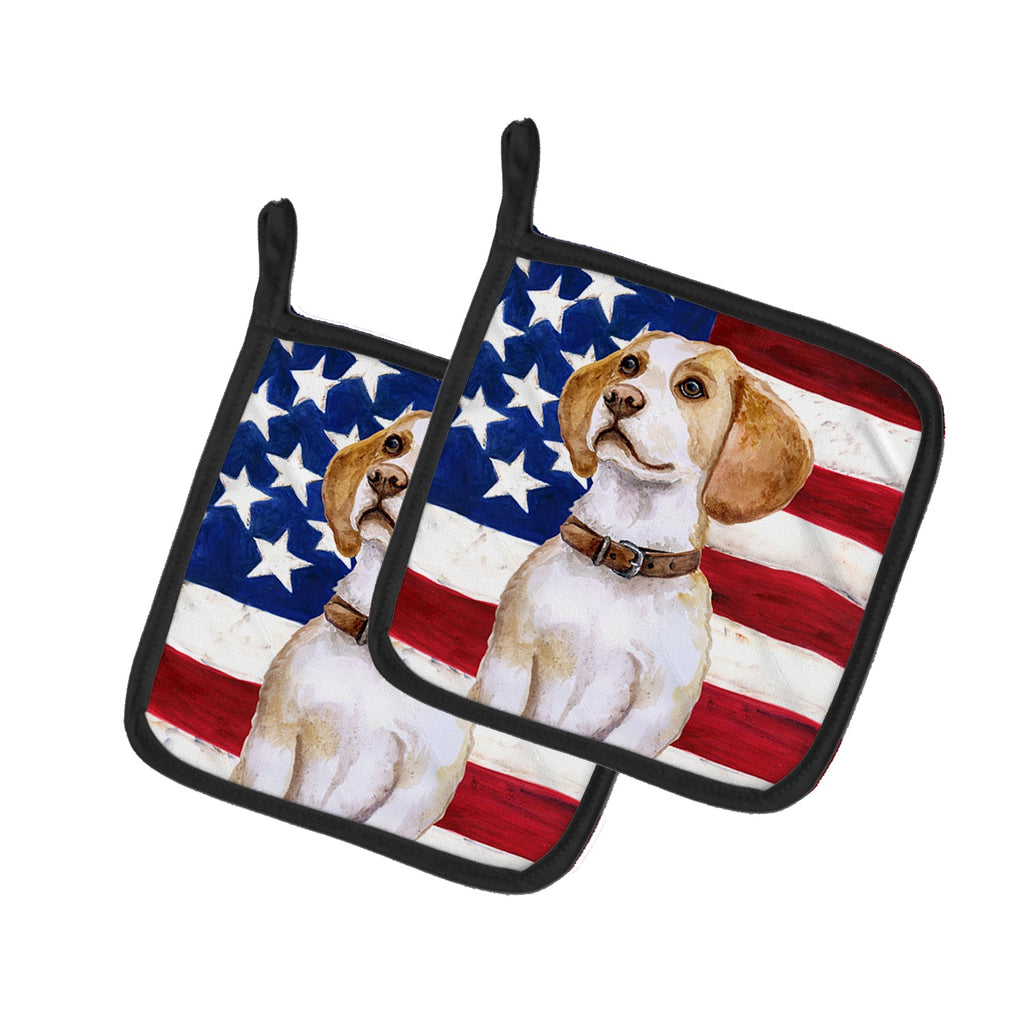 Beagle Patriotic Pot Holder Set of 2 Heat Resistant Quilted Hot Pads 7.5 x 7.5 Inch, Insulated Kitchen Trivets for Cooking & Baking