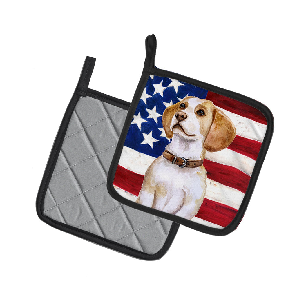 Beagle Patriotic Pot Holder Set of 2 Heat Resistant Quilted Hot Pads 7.5 x 7.5 Inch, Insulated Kitchen Trivets for Cooking & Baking