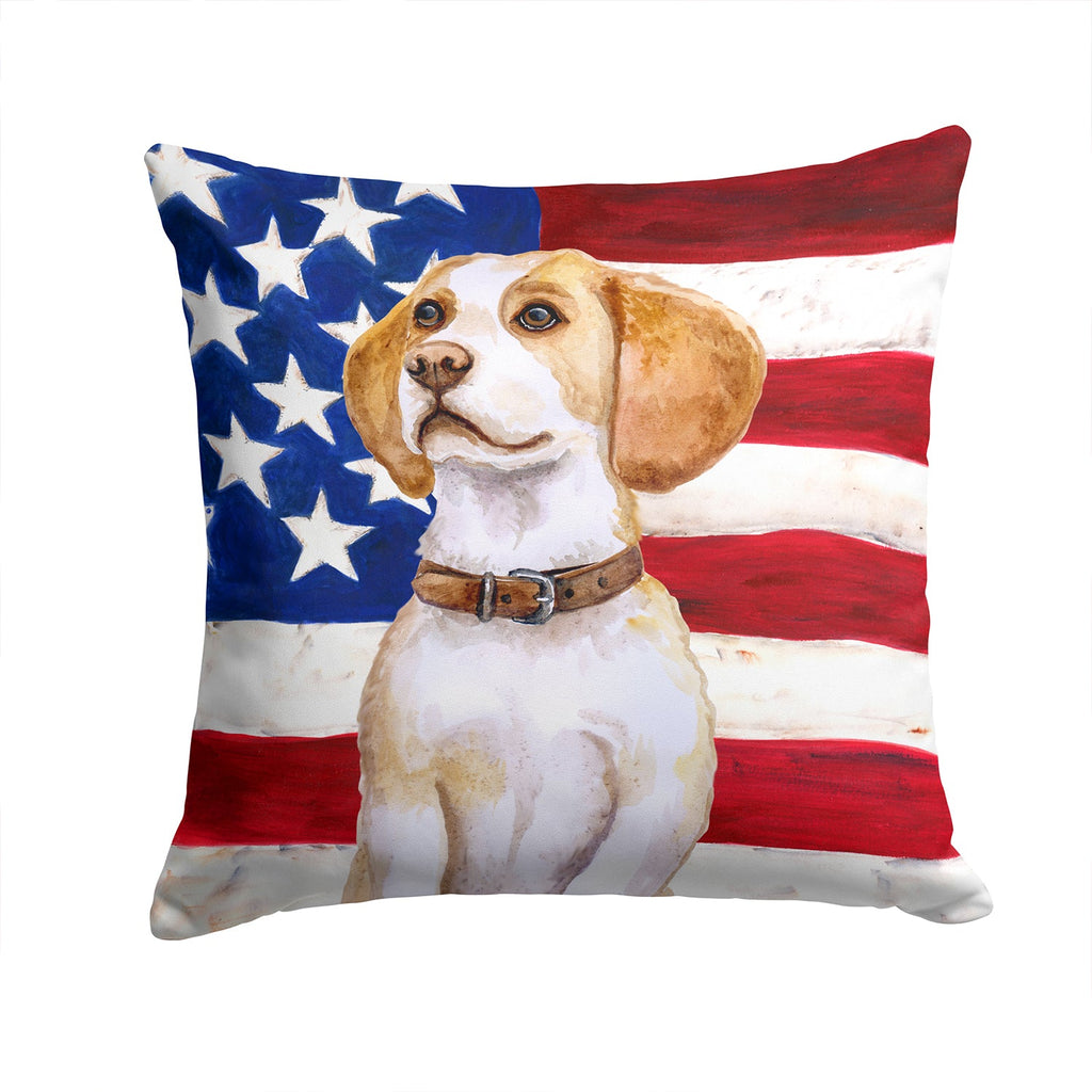 Beagle Patriotic Decorative Throw Pillow 14x14 Indoor Outdoor Accent Cushion, Fabric Cover with Insert for Sofa, Bed, Porch & Living Room