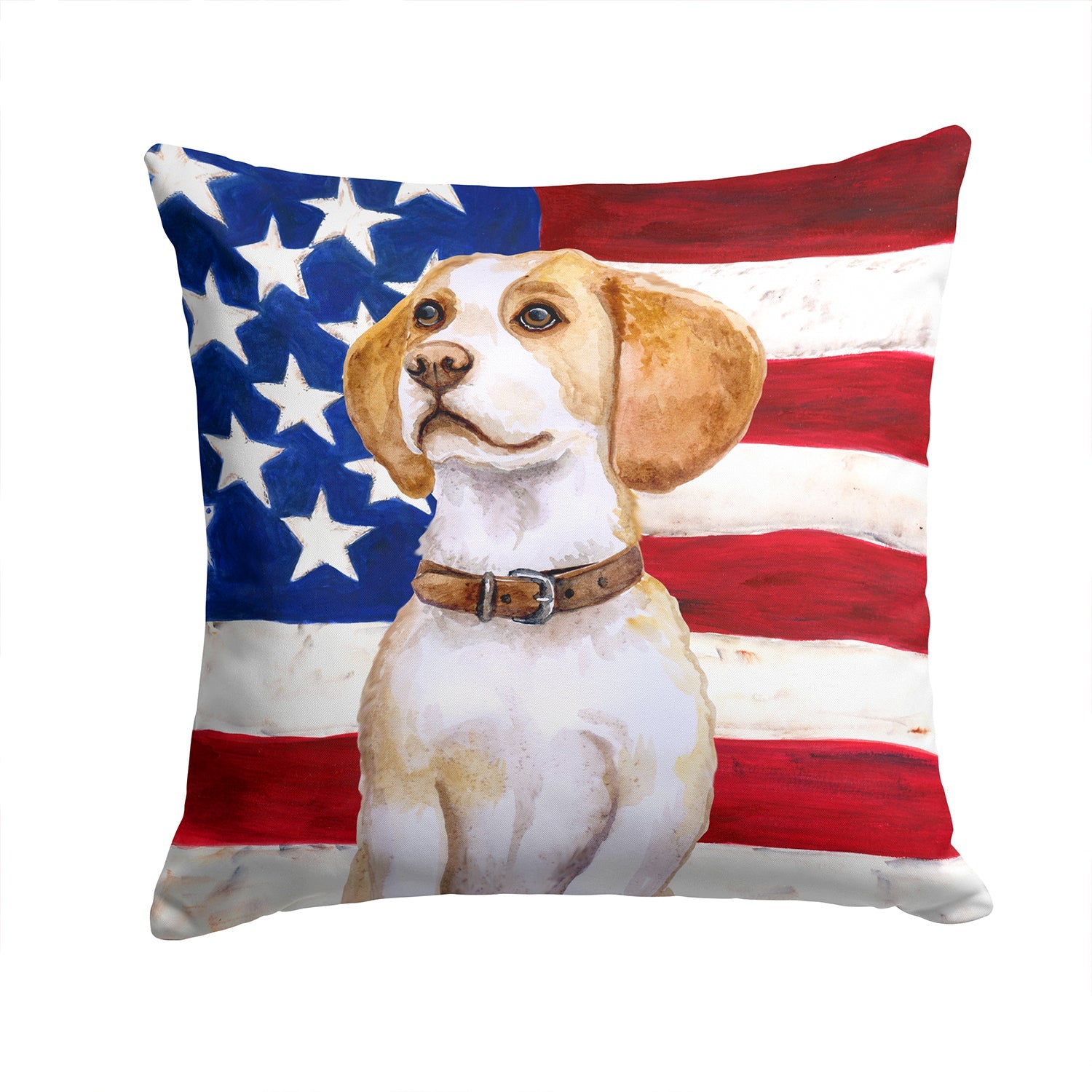 Beagle Patriotic Decorative Throw Pillow 14x14 Indoor Outdoor Accent Cushion, Fabric Cover with Insert for Sofa, Bed, Porch & Living Room