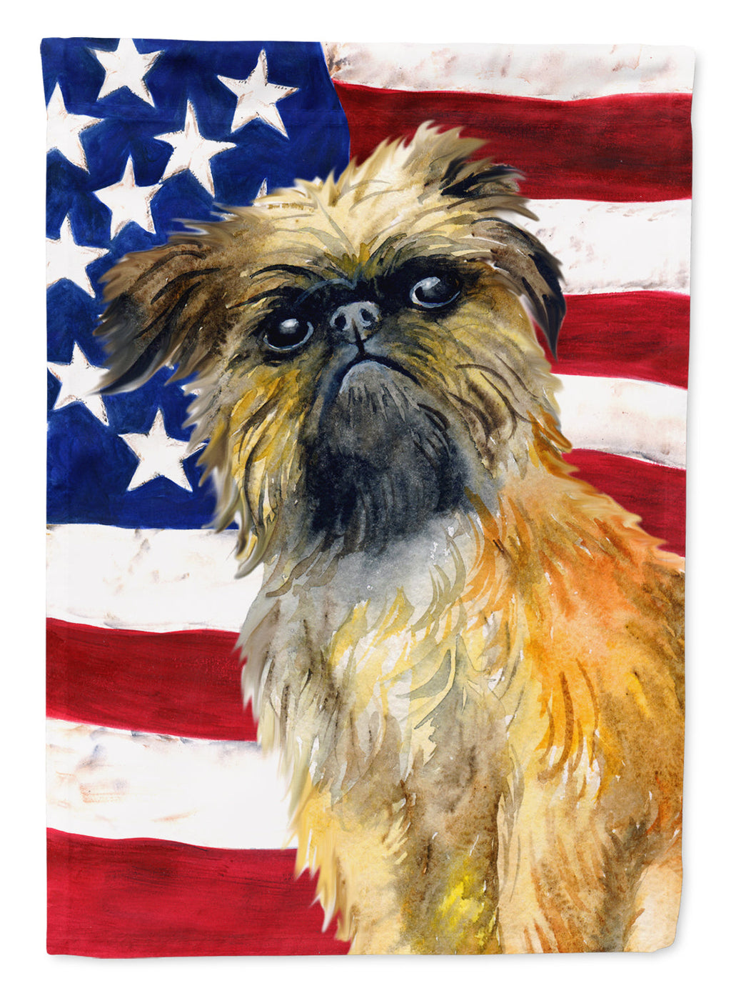 Brussels Griffon Patriotic House Flag 28x40 Porch Sleeve Pole Decorative Outside Yard Banner Artwork Wall Hanging, Polyester