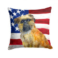 Brussels Griffon Patriotic Decorative Throw Pillow 14x14 Indoor Outdoor Accent Cushion, Fabric Cover with Insert for Sofa, Bed, Porch & Living Room
