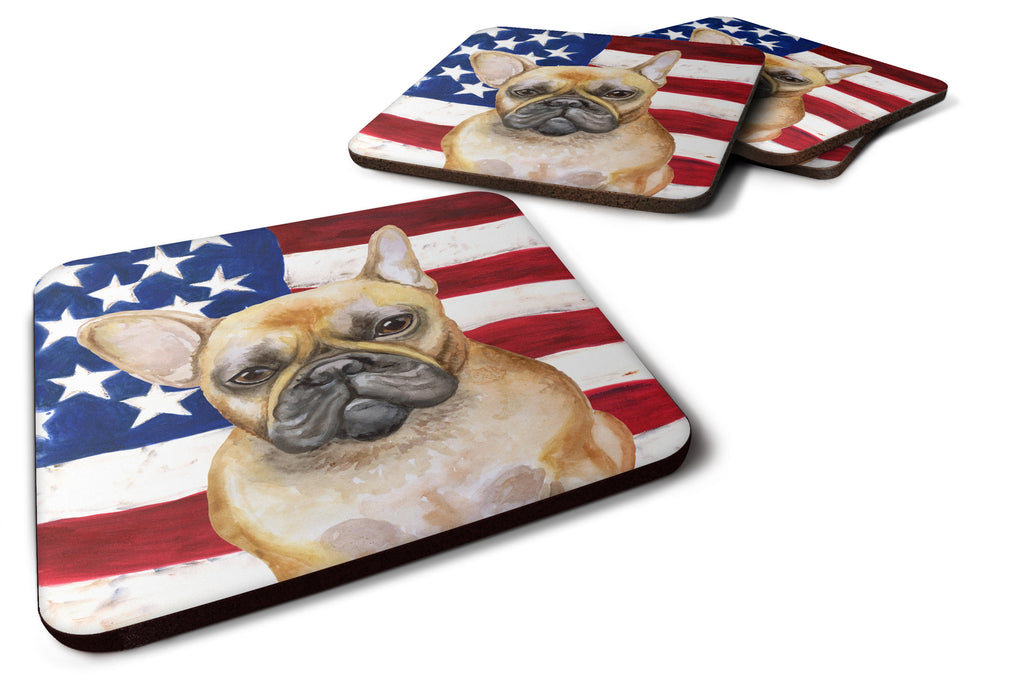 French Bulldog Patriotic Foam Coasters Set of 4 Cup Coasters for Indoor Outdoor, Tabletop Protection, Anti Slip, Mouse pad Material