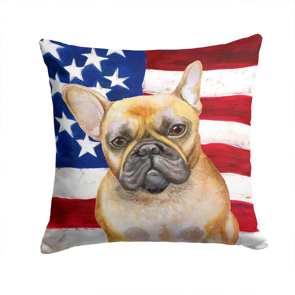 French Bulldog Patriotic Decorative Throw Pillow 14x14 Indoor Outdoor Accent Cushion, Fabric Cover with Insert for Sofa, Bed, Porch & Living Room