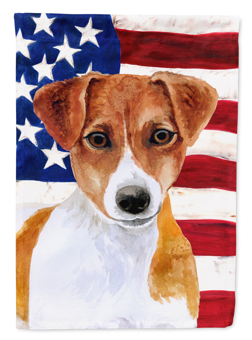 Jack Russell Terrier Patriotic House Flag 28x40 Porch Sleeve Pole Decorative Outside Yard Banner Artwork Wall Hanging, Polyester