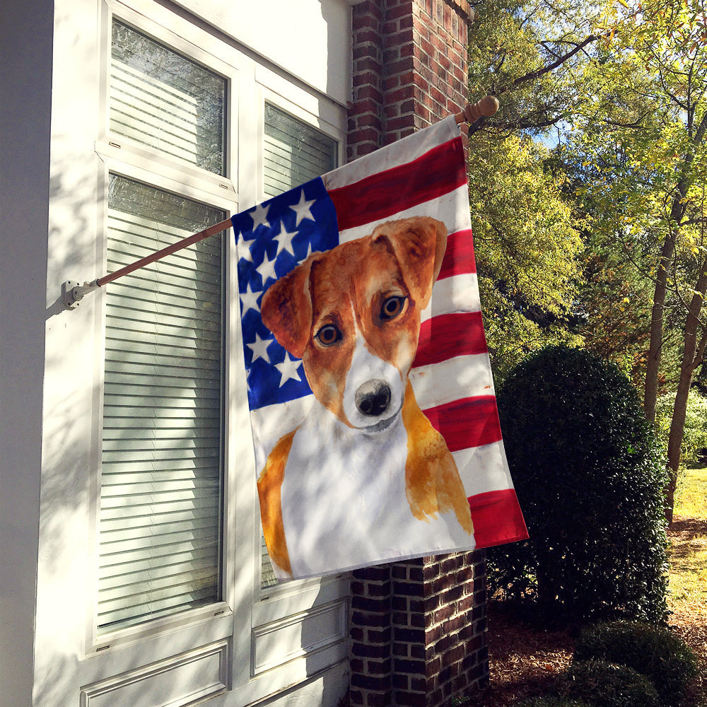 Jack Russell Terrier Patriotic House Flag 28x40 Porch Sleeve Pole Decorative Outside Yard Banner Artwork Wall Hanging, Polyester