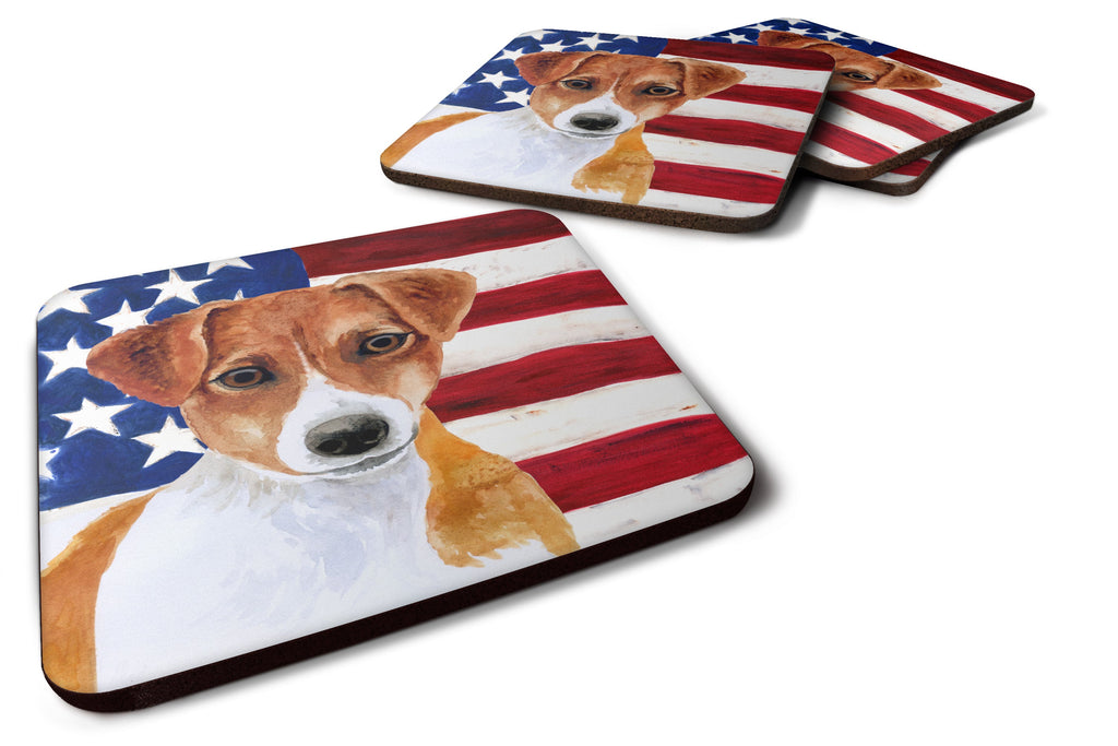 Jack Russell Terrier Patriotic Foam Coasters Set of 4 Cup Coasters for Indoor Outdoor, Tabletop Protection, Anti Slip, Mouse pad Material