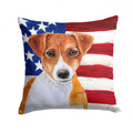 Jack Russell Terrier Patriotic Decorative Throw Pillow 14x14 Indoor Outdoor Accent Cushion, Fabric Cover with Insert for Sofa, Bed, Porch & Living Room