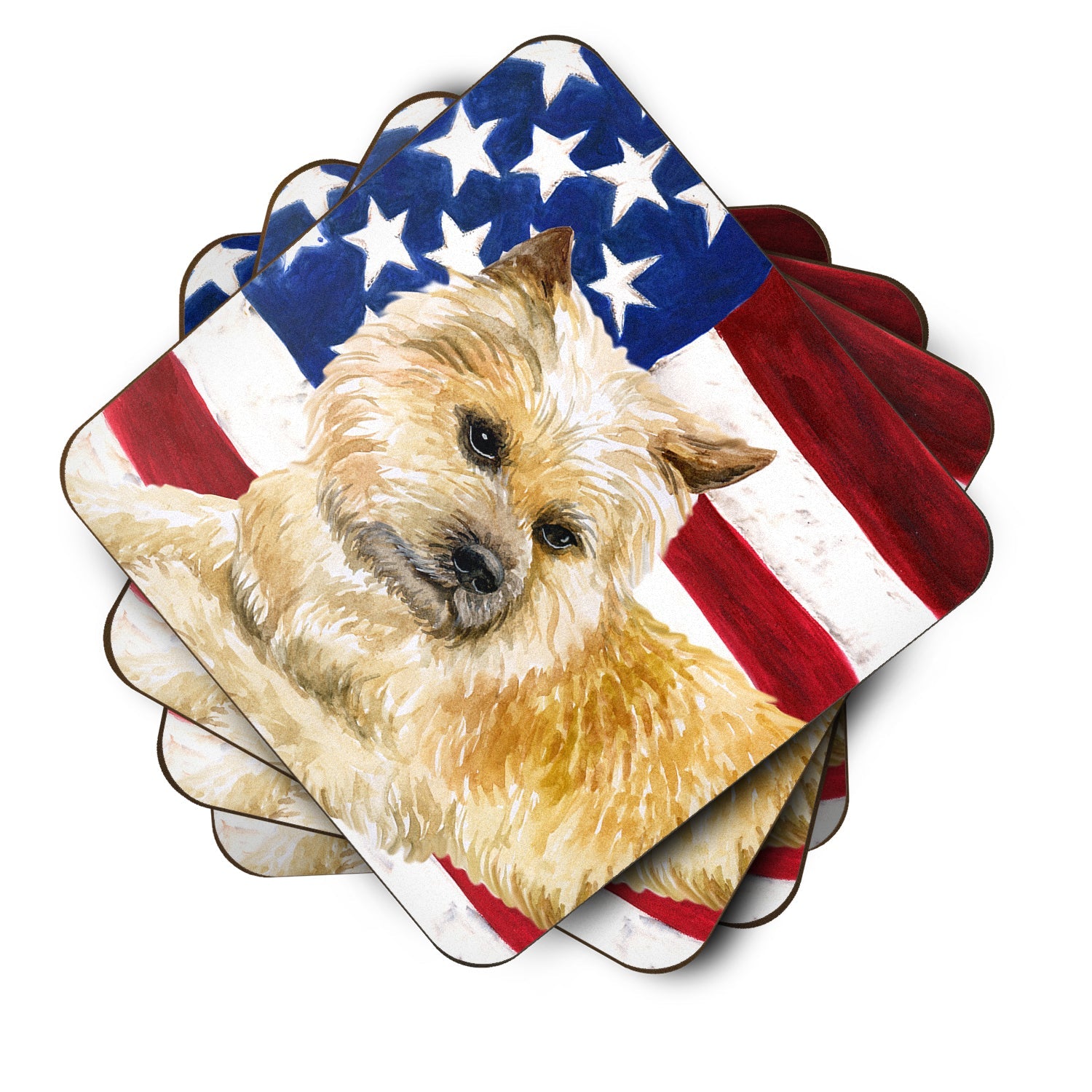 Cairn Terrier Patriotic Foam Coasters Set of 4 Cup Coasters for Indoor Outdoor, Tabletop Protection, Anti Slip, Mouse pad Material