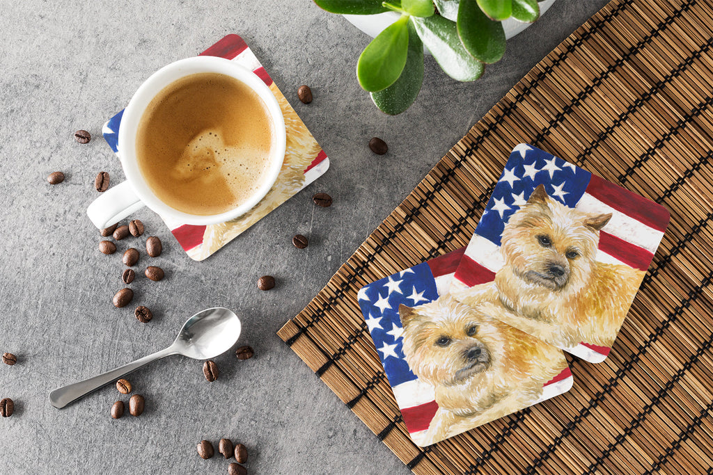 Cairn Terrier Patriotic Foam Coasters Set of 4 Cup Coasters for Indoor Outdoor, Tabletop Protection, Anti Slip, Mouse pad Material