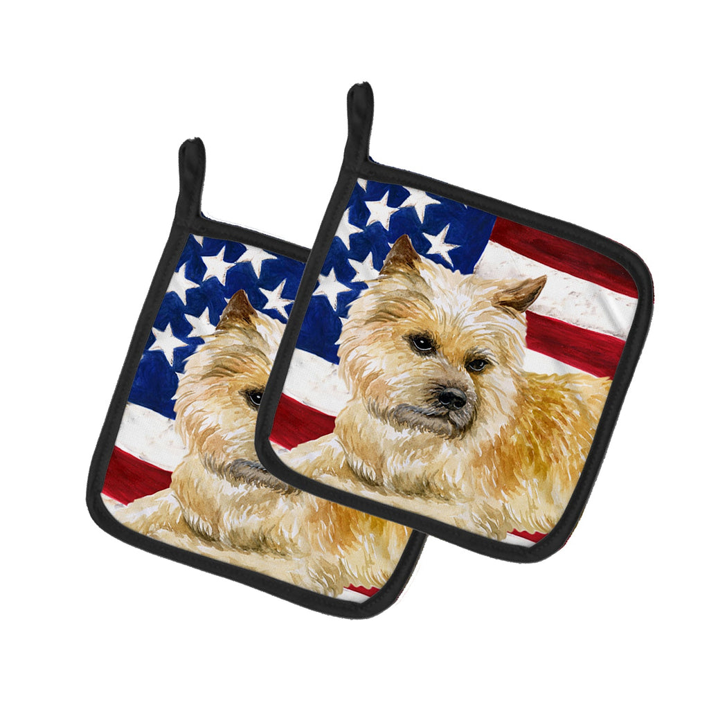 Cairn Terrier Patriotic Pot Holder Set of 2 Heat Resistant Quilted Hot Pads 7.5 x 7.5 Inch, Insulated Kitchen Trivets for Cooking & Baking