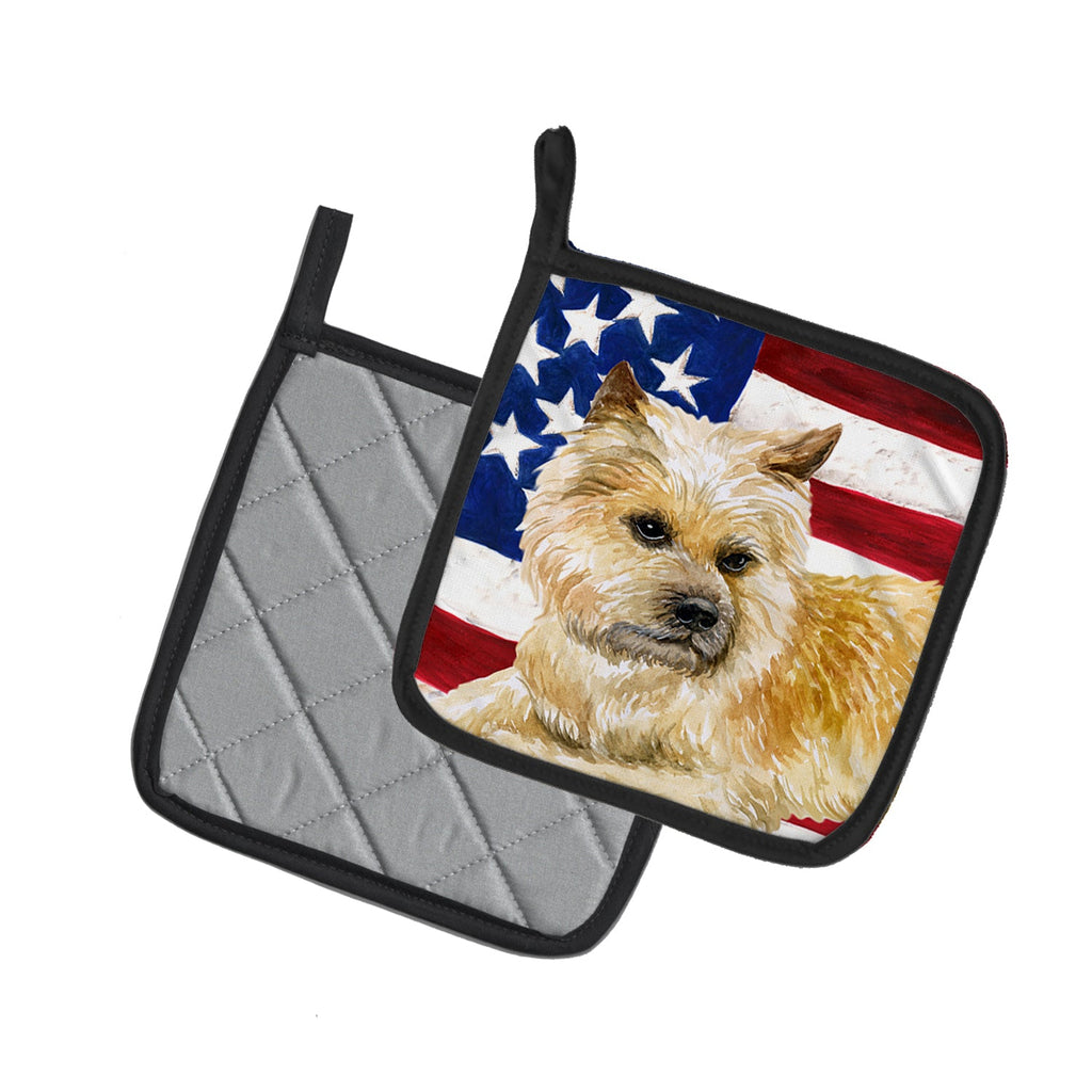 Cairn Terrier Patriotic Pot Holder Set of 2 Heat Resistant Quilted Hot Pads 7.5 x 7.5 Inch, Insulated Kitchen Trivets for Cooking & Baking