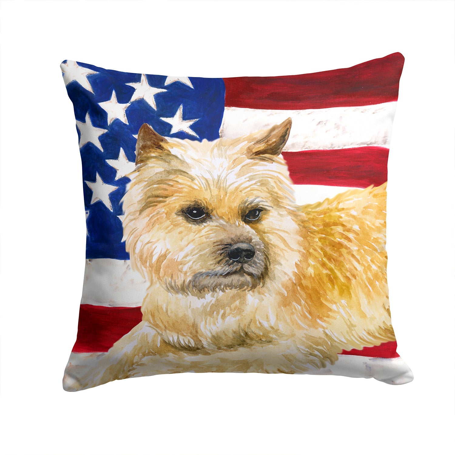 Cairn Terrier Patriotic Decorative Throw Pillow 14x14 Indoor Outdoor Accent Cushion, Fabric Cover with Insert for Sofa, Bed, Porch & Living Room