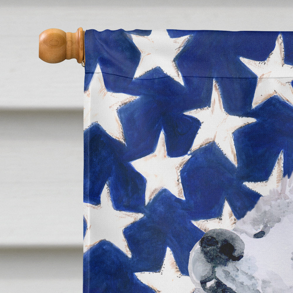 Samoyed Patriotic House Flag 28x40 Porch Sleeve Pole Decorative Outside Yard Banner Artwork Wall Hanging, Polyester