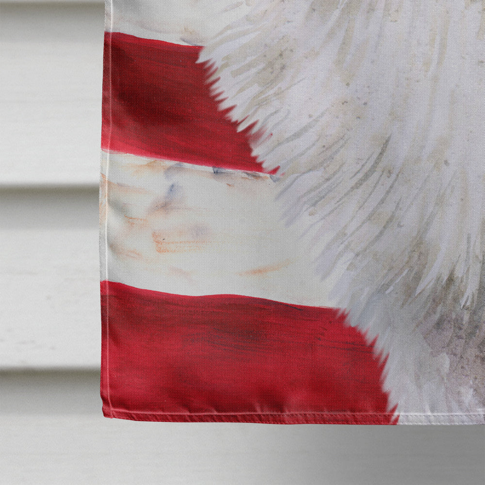 Samoyed Patriotic House Flag 28x40 Porch Sleeve Pole Decorative Outside Yard Banner Artwork Wall Hanging, Polyester