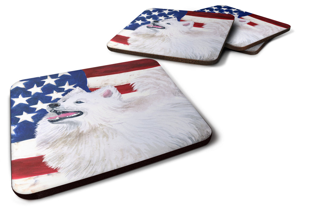 Samoyed Patriotic Foam Coasters Set of 4 Cup Coasters for Indoor Outdoor, Tabletop Protection, Anti Slip, Mouse pad Material