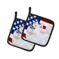 Samoyed Patriotic Pot Holder Set of 2 Heat Resistant Quilted Hot Pads 7.5 x 7.5 Inch, Insulated Kitchen Trivets for Cooking & Baking