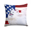 Samoyed Patriotic Decorative Throw Pillow 14x14 Indoor Outdoor Accent Cushion, Fabric Cover with Insert for Sofa, Bed, Porch & Living Room