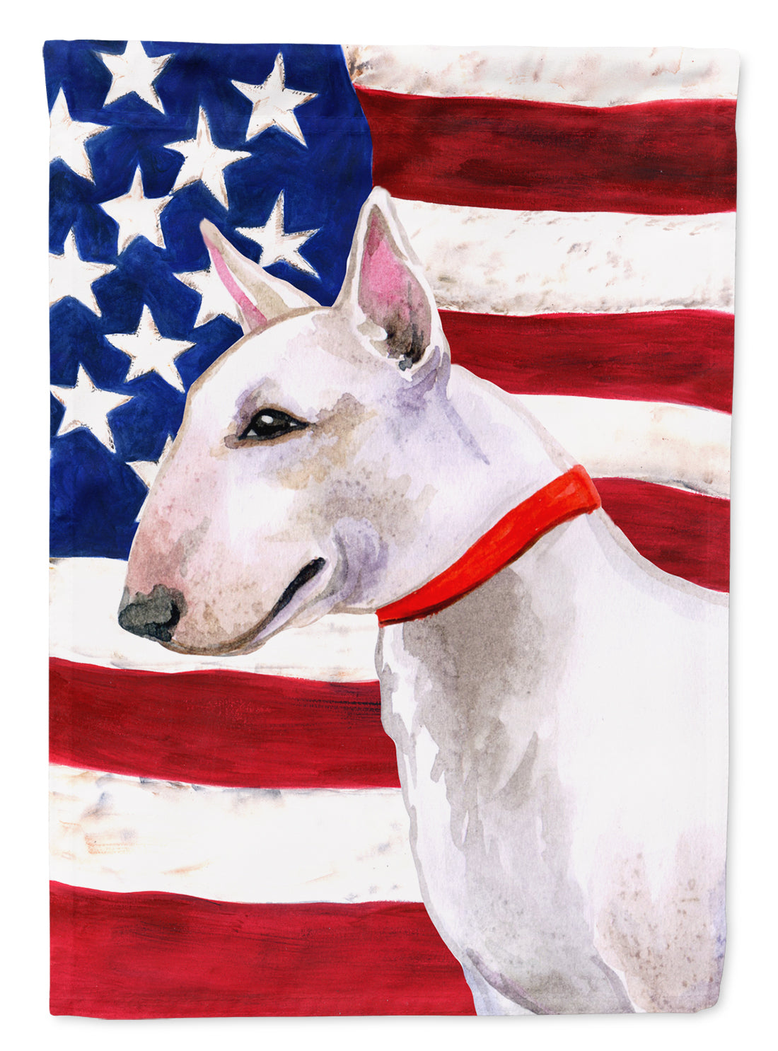 Bull Terrier Patriotic House Flag 28x40 Porch Sleeve Pole Decorative Outside Yard Banner Artwork Wall Hanging, Polyester