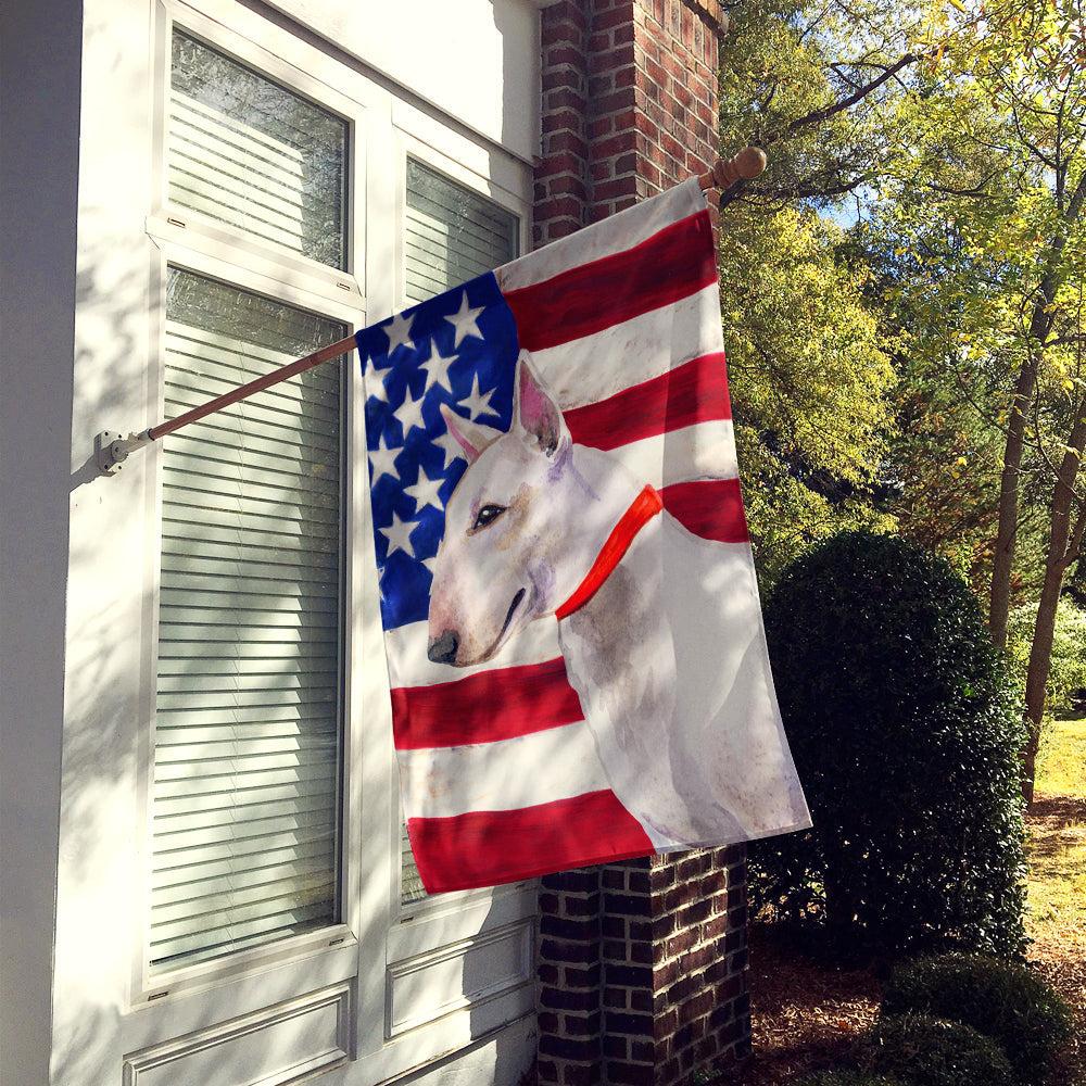 Bull Terrier Patriotic House Flag 28x40 Porch Sleeve Pole Decorative Outside Yard Banner Artwork Wall Hanging, Polyester