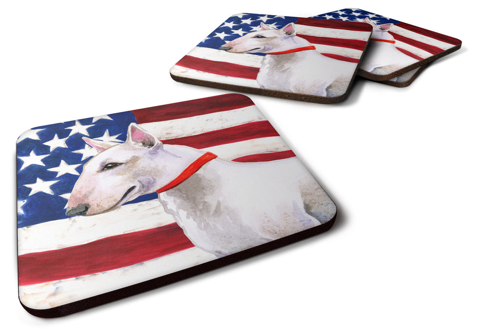 Bull Terrier Patriotic Foam Coasters Set of 4 Cup Coasters for Indoor Outdoor, Tabletop Protection, Anti Slip, Mouse pad Material