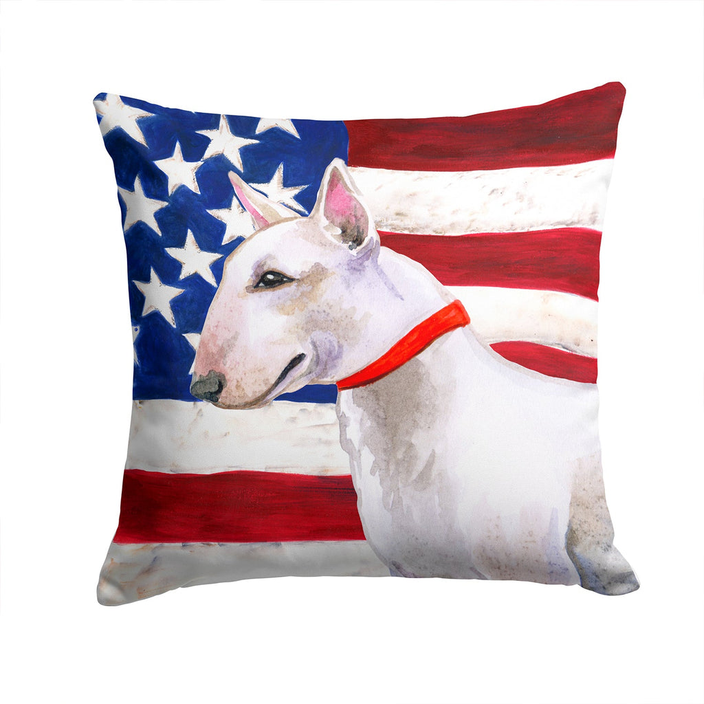Bull Terrier Patriotic Decorative Throw Pillow 14x14 Indoor Outdoor Accent Cushion, Fabric Cover with Insert for Sofa, Bed, Porch & Living Room