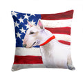 Bull Terrier Patriotic Decorative Throw Pillow 14x14 Indoor Outdoor Accent Cushion, Fabric Cover with Insert for Sofa, Bed, Porch & Living Room