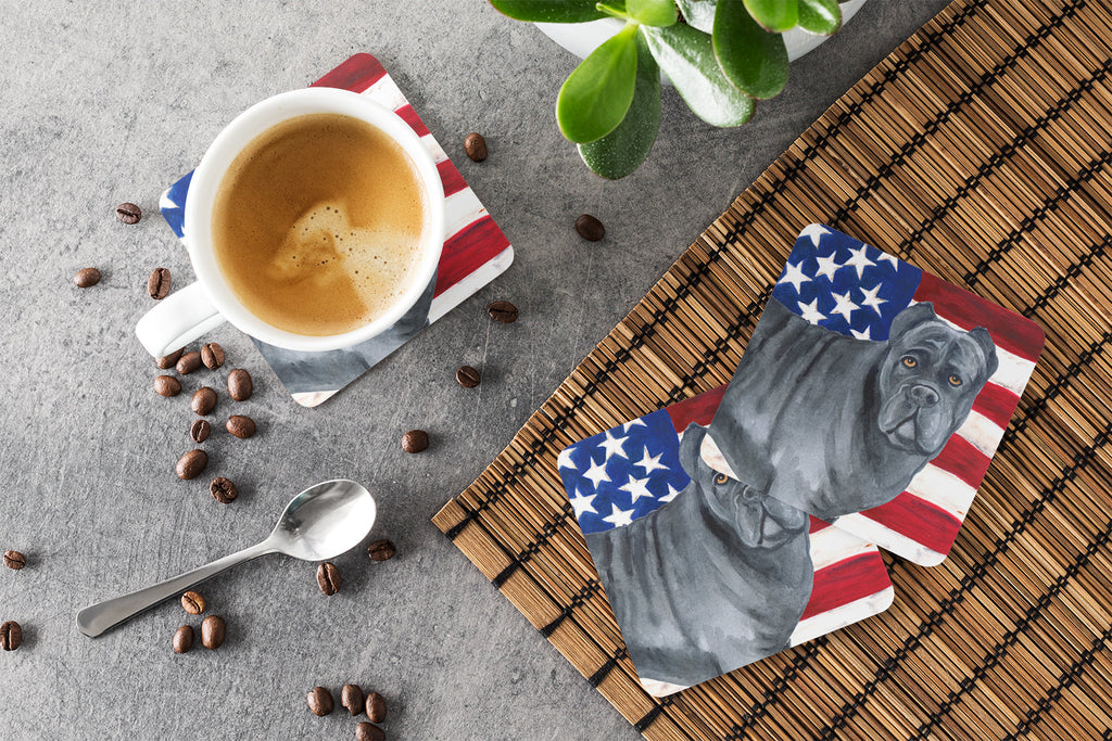 Cane Corso Patriotic Foam Coasters Set of 4 Cup Coasters for Indoor Outdoor, Tabletop Protection, Anti Slip, Mouse pad Material