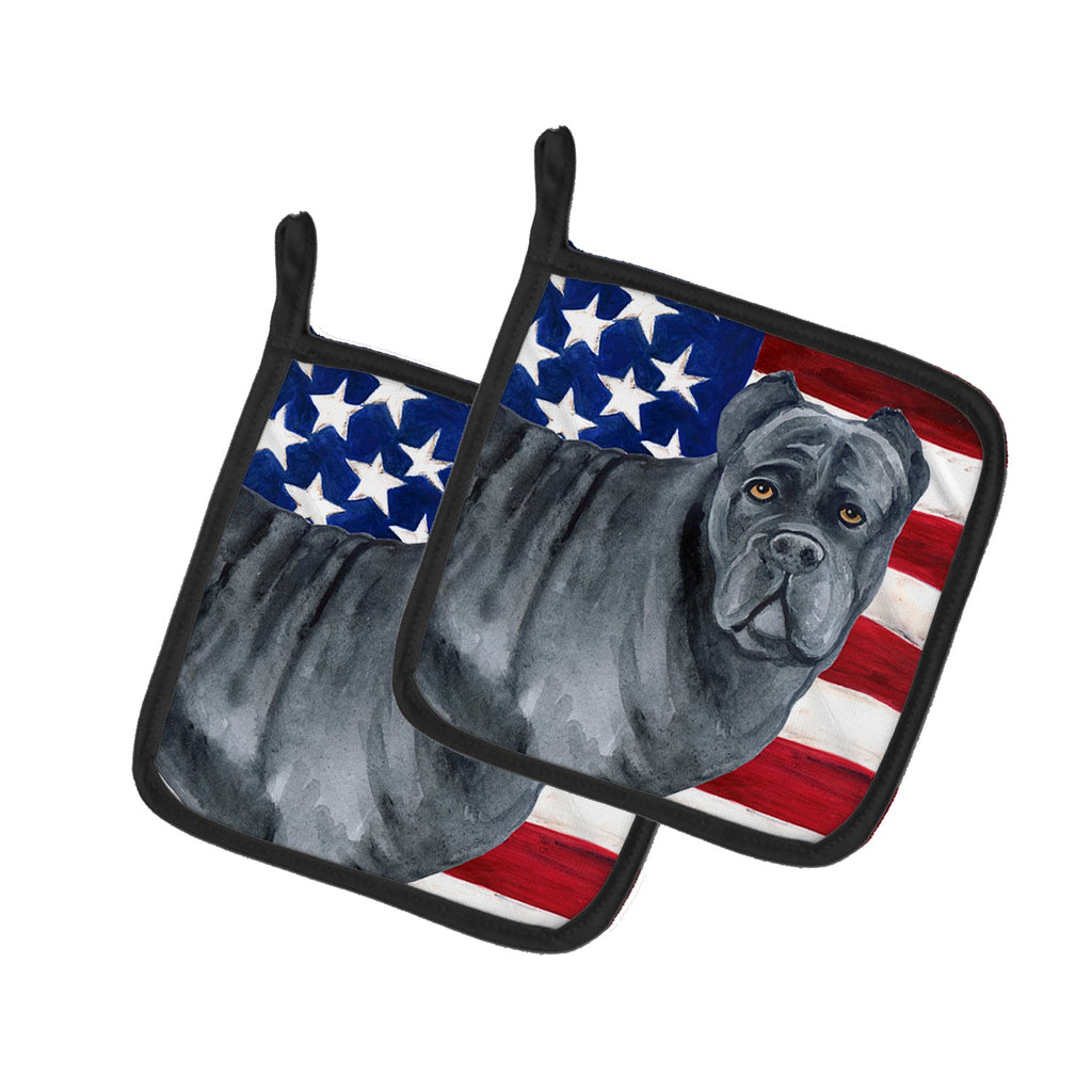 Cane Corso Patriotic Pot Holder Set of 2 Heat Resistant Quilted Hot Pads 7.5 x 7.5 Inch, Insulated Kitchen Trivets for Cooking & Baking