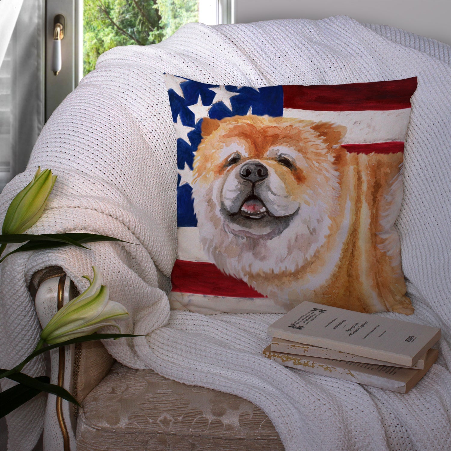 Cane Corso Patriotic Decorative Throw Pillow 14x14 Indoor Outdoor Accent Cushion, Fabric Cover with Insert for Sofa, Bed, Porch & Living Room