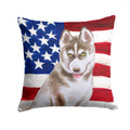 Siberian Husky Grey Patriotic Decorative Throw Pillow 14x14 Indoor Outdoor Accent Cushion, Fabric Cover with Insert for Sofa, Bed, Porch & Living Room