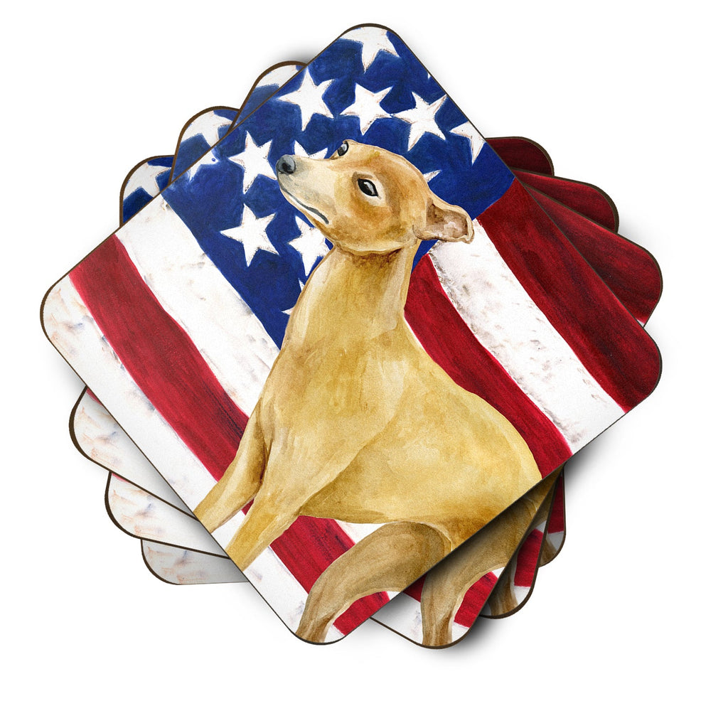 Italian Greyhound Patriotic Foam Coasters Set of 4 Cup Coasters for Indoor Outdoor, Tabletop Protection, Anti Slip, Mouse pad Material