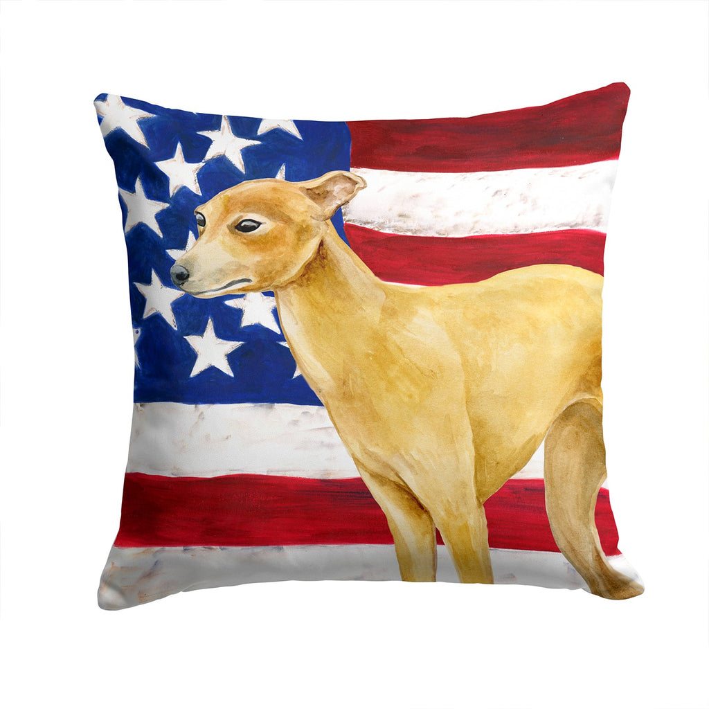 Italian Greyhound Patriotic Decorative Throw Pillow 14x14 Indoor Outdoor Accent Cushion, Fabric Cover with Insert for Sofa, Bed, Porch & Living Room
