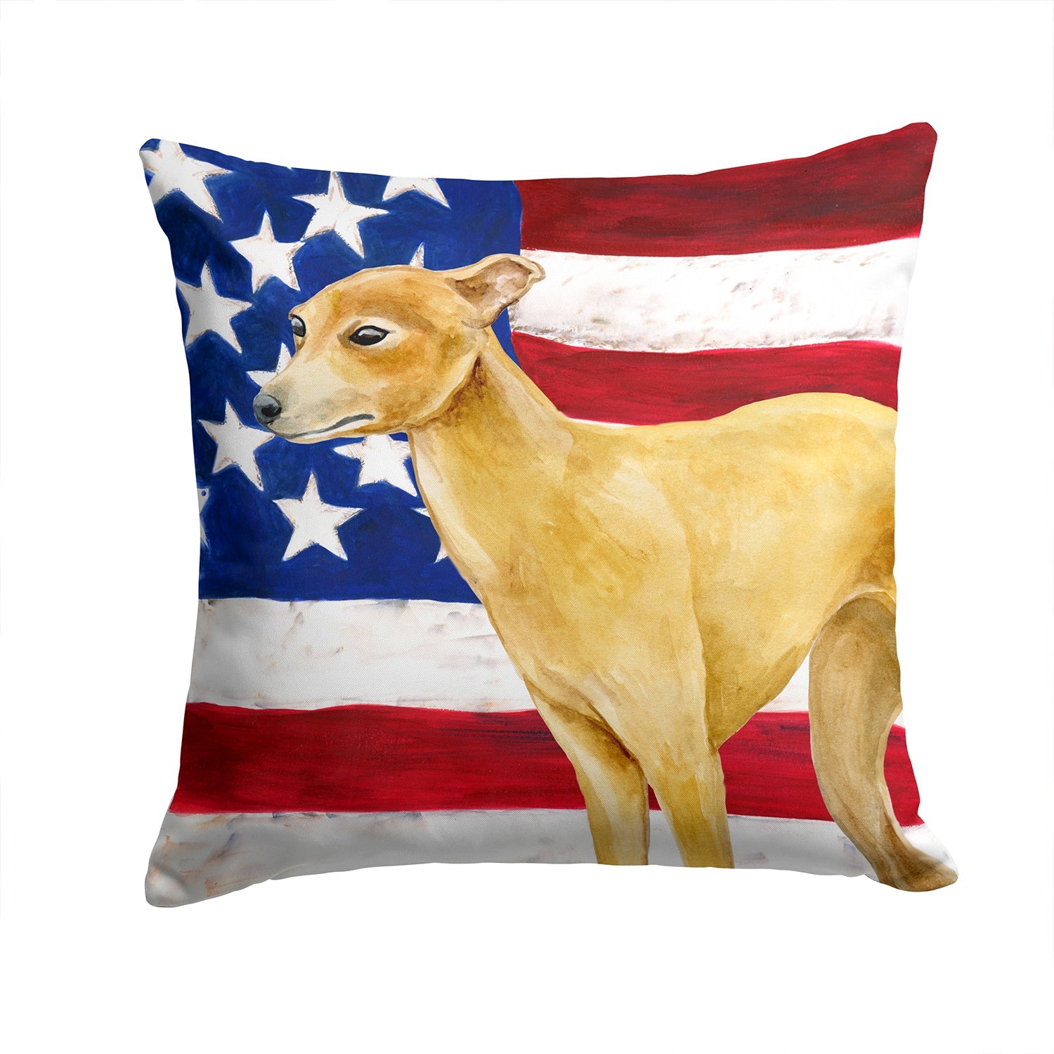 Italian Greyhound Patriotic Decorative Throw Pillow 14x14 Indoor Outdoor Accent Cushion, Fabric Cover with Insert for Sofa, Bed, Porch & Living Room