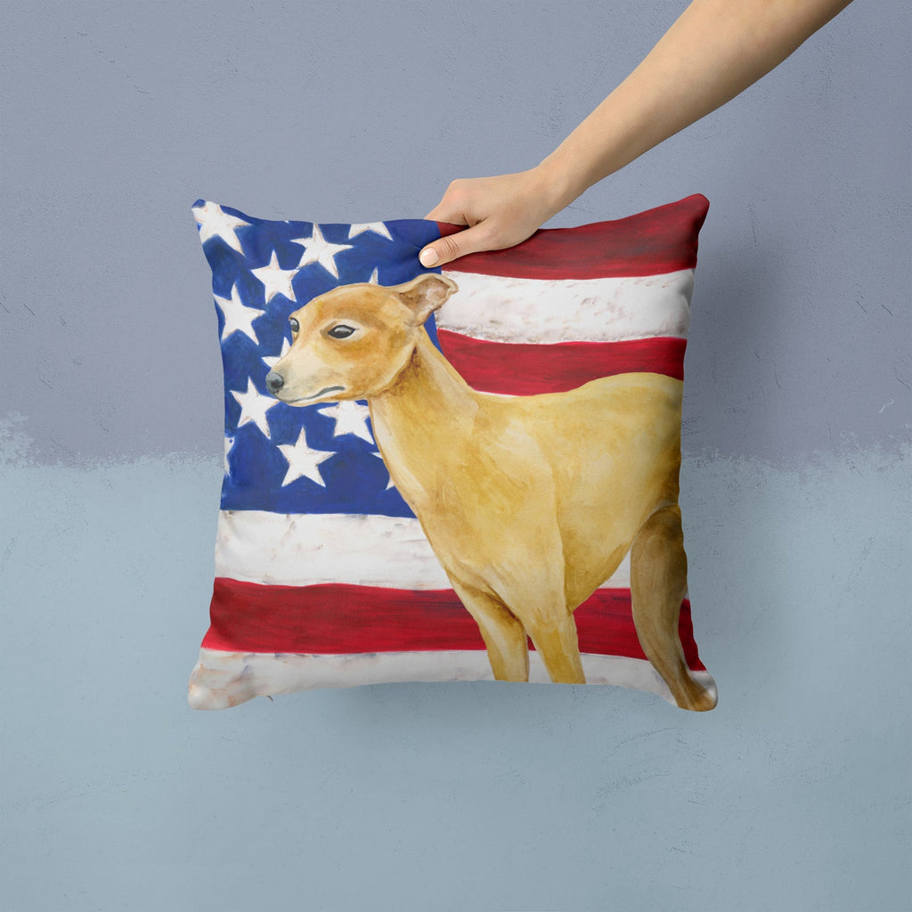 Italian Greyhound Patriotic Decorative Throw Pillow 14x14 Indoor Outdoor Accent Cushion, Fabric Cover with Insert for Sofa, Bed, Porch & Living Room
