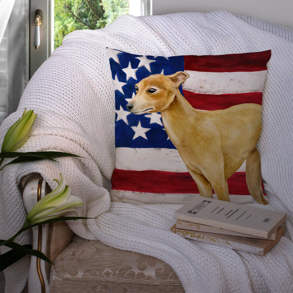Italian Greyhound Patriotic Decorative Throw Pillow 14x14 Indoor Outdoor Accent Cushion, Fabric Cover with Insert for Sofa, Bed, Porch & Living Room