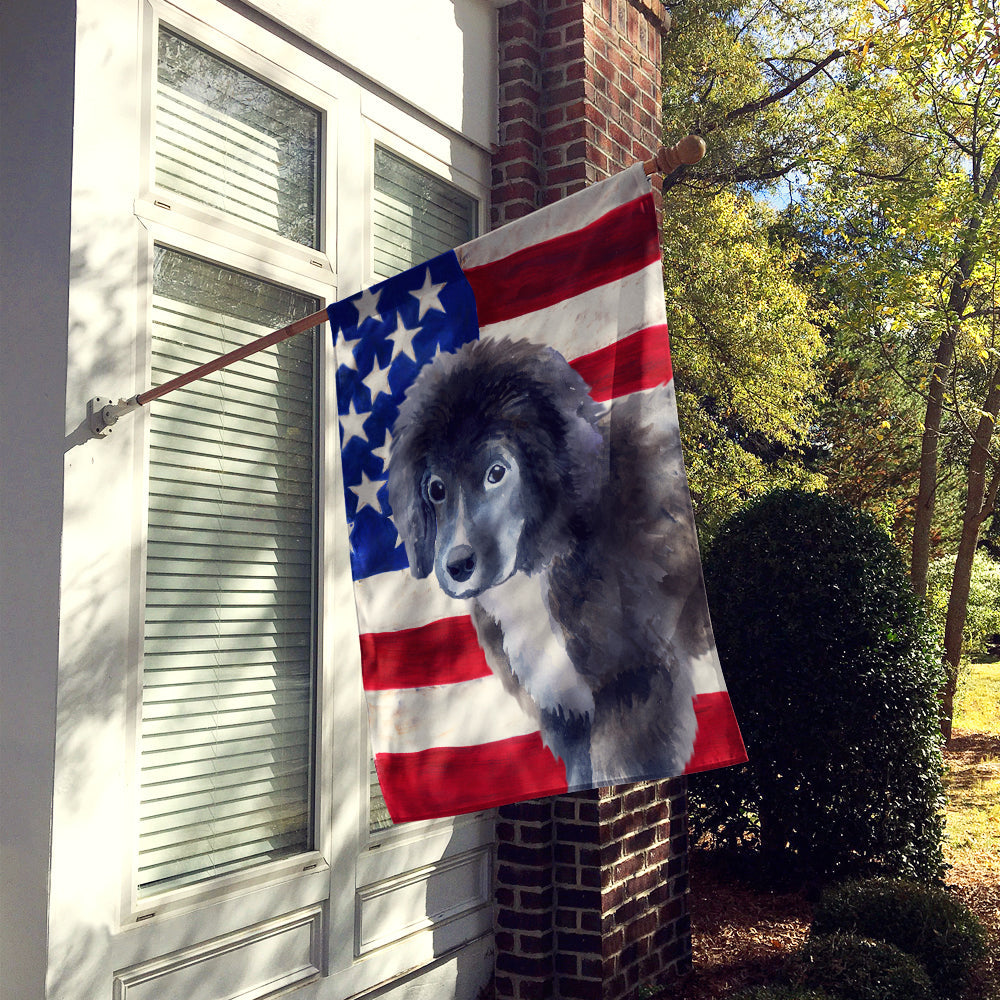 Newfoundland Puppy Patriotic House Flag 28x40 Porch Sleeve Pole Decorative Outside Yard Banner Artwork Wall Hanging, Polyester