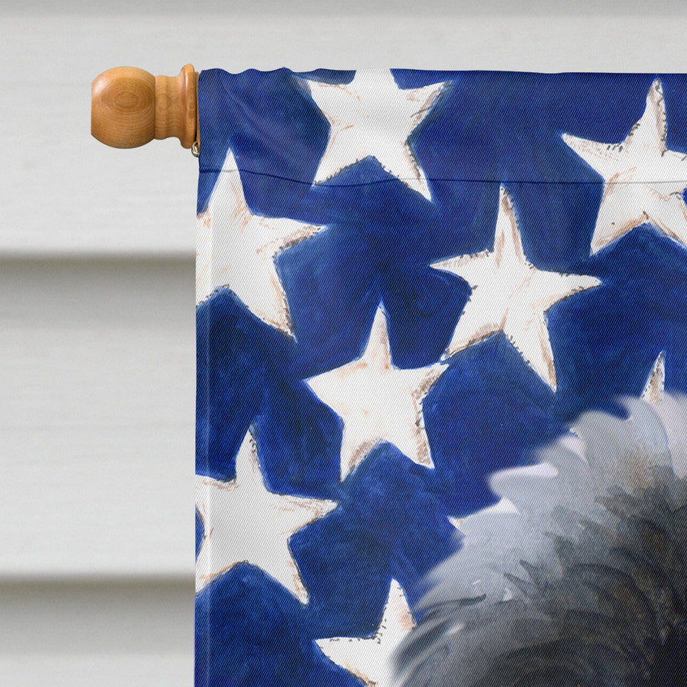 Newfoundland Puppy Patriotic House Flag 28x40 Porch Sleeve Pole Decorative Outside Yard Banner Artwork Wall Hanging, Polyester