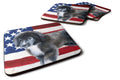 Newfoundland Puppy Patriotic Foam Coasters Set of 4 Cup Coasters for Indoor Outdoor, Tabletop Protection, Anti Slip, Mouse pad Material