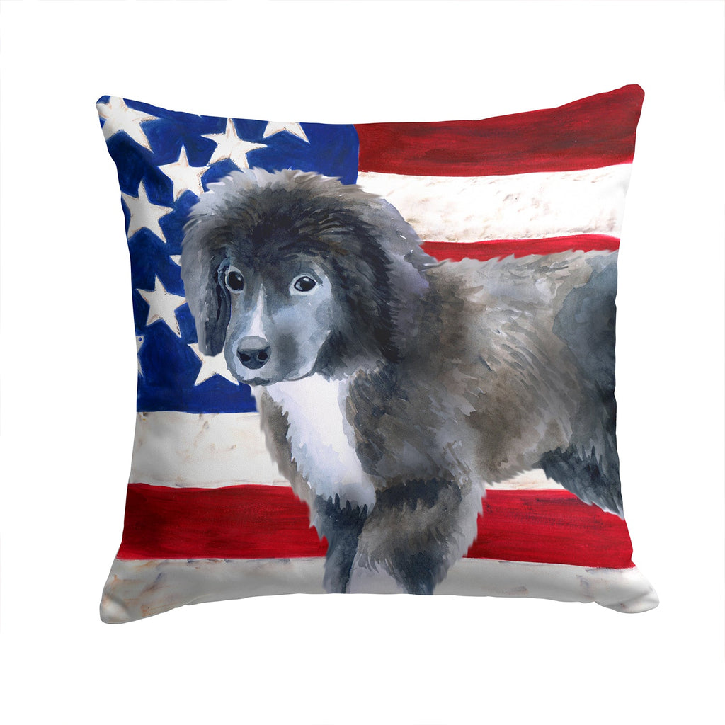 Newfoundland Puppy Patriotic Decorative Throw Pillow 14x14 Indoor Outdoor Accent Cushion, Fabric Cover with Insert for Sofa, Bed, Porch & Living Room