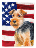 Welsh Terrier Patriotic House Flag 28x40 Porch Sleeve Pole Decorative Outside Yard Banner Artwork Wall Hanging, Polyester