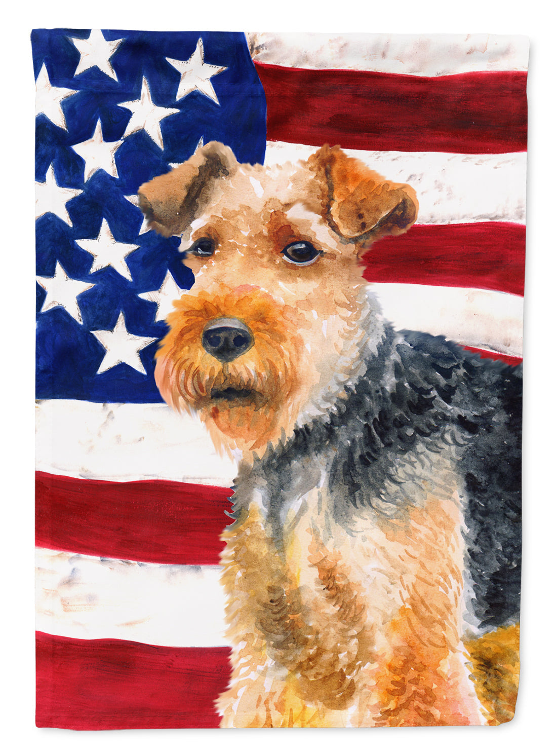 Welsh Terrier Patriotic House Flag 28x40 Porch Sleeve Pole Decorative Outside Yard Banner Artwork Wall Hanging, Polyester