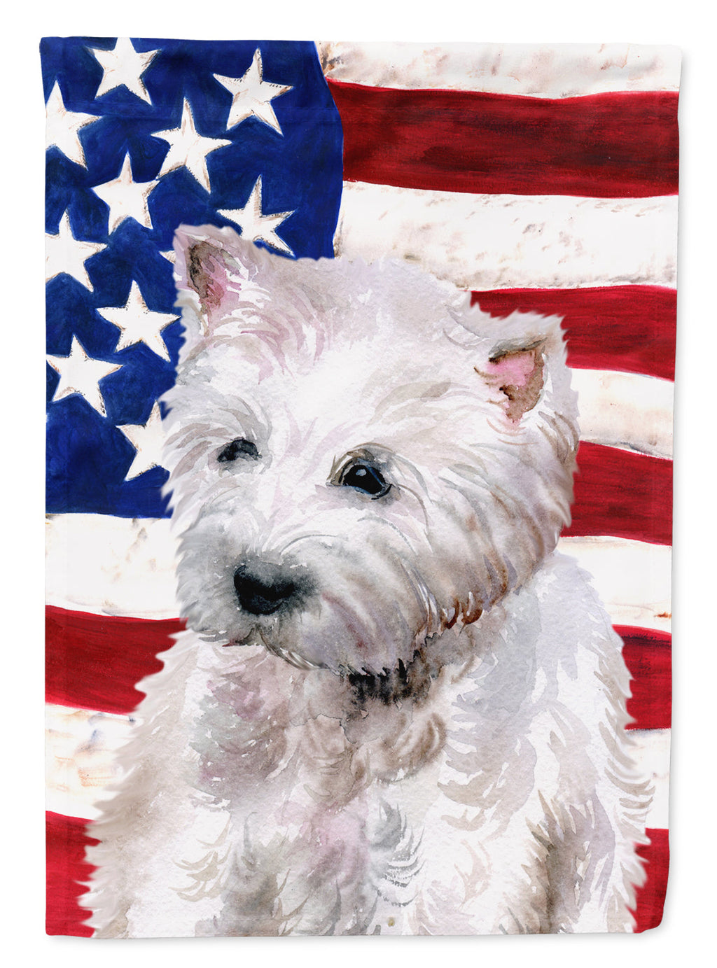 Westie Patriotic House Flag 28x40 Porch Sleeve Pole Decorative Outside Yard Banner Artwork Wall Hanging, Polyester