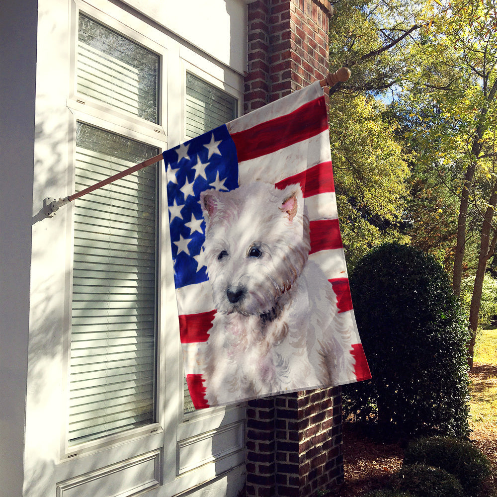 Westie Patriotic House Flag 28x40 Porch Sleeve Pole Decorative Outside Yard Banner Artwork Wall Hanging, Polyester