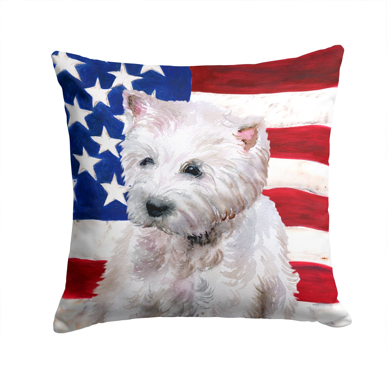 Westie Patriotic Decorative Throw Pillow 14x14 Indoor Outdoor Accent Cushion, Fabric Cover with Insert for Sofa, Bed, Porch & Living Room