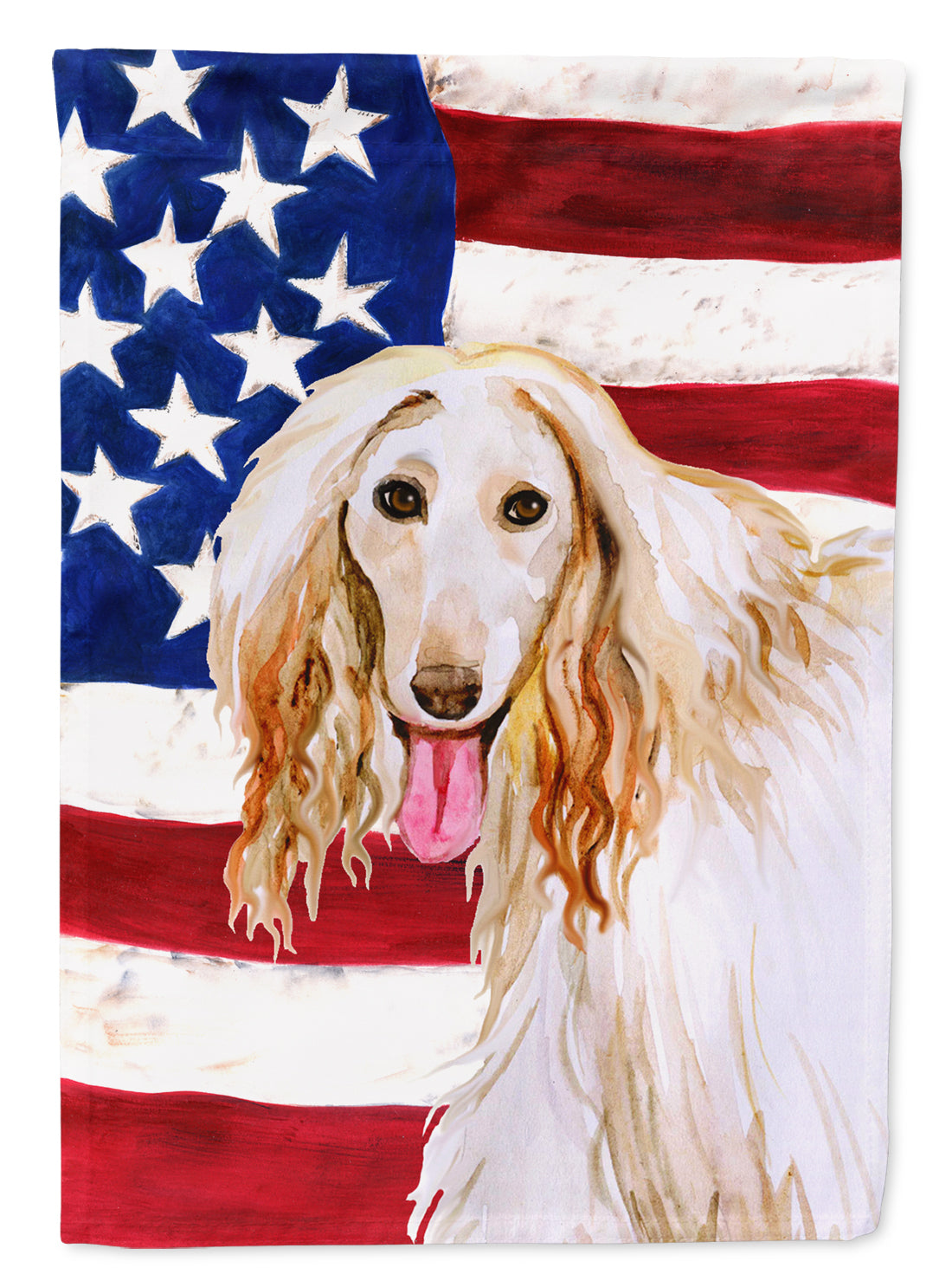 Afghan Hound Patriotic House Flag 28x40 Porch Sleeve Pole Decorative Outside Yard Banner Artwork Wall Hanging, Polyester