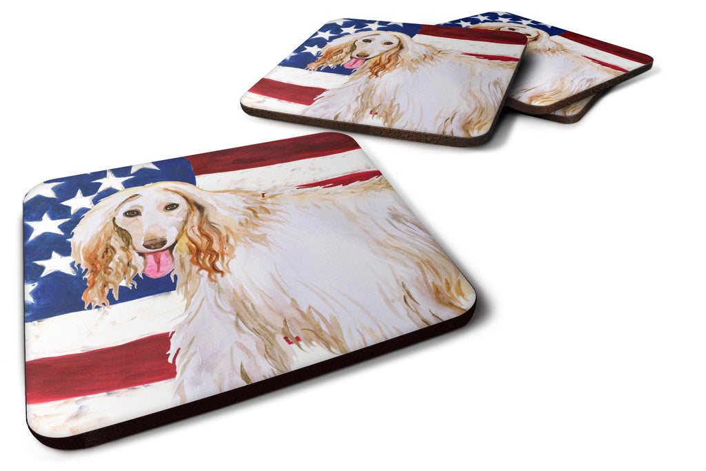 Afghan Hound Patriotic Foam Coasters Set of 4 Cup Coasters for Indoor Outdoor, Tabletop Protection, Anti Slip, Mouse pad Material