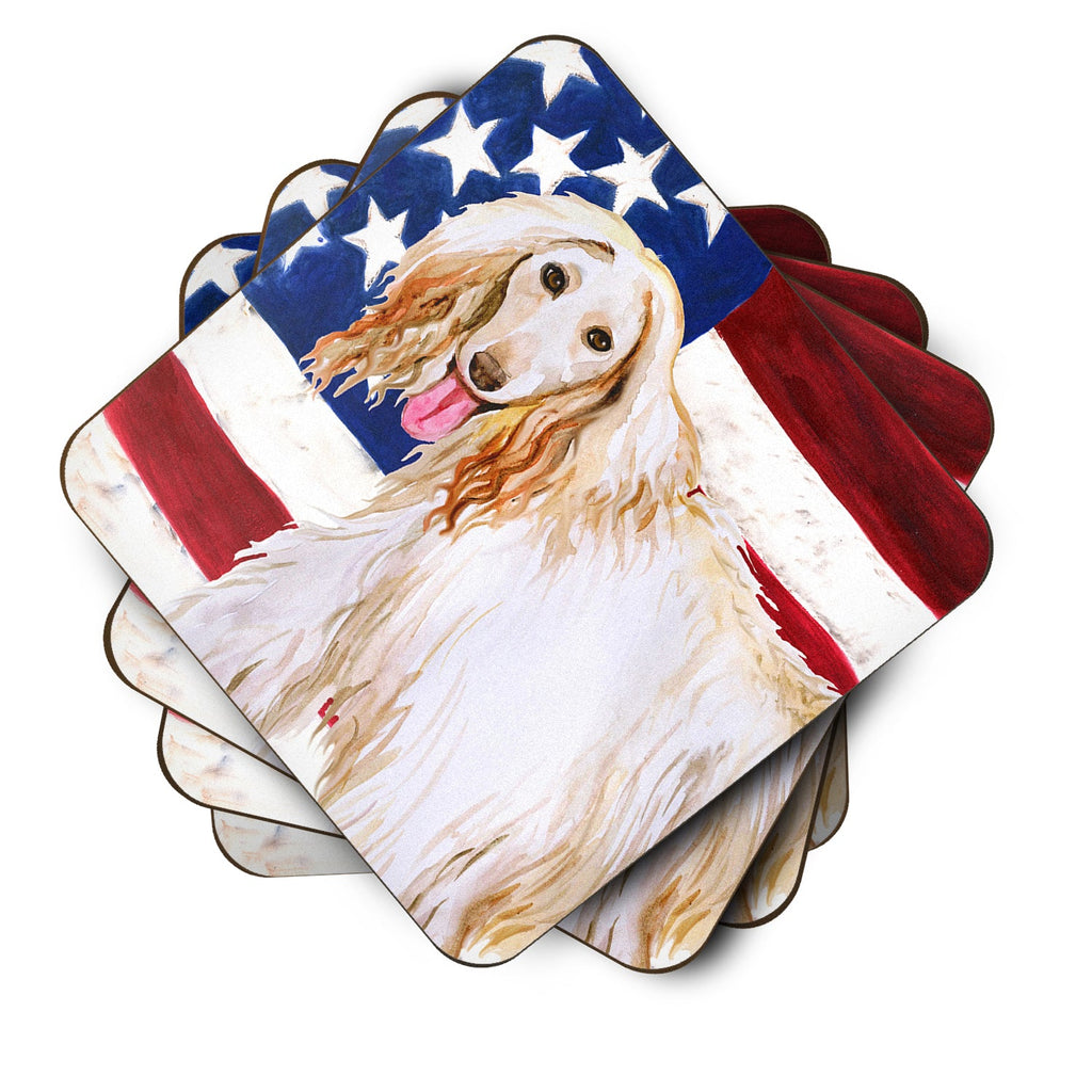 Afghan Hound Patriotic Foam Coasters Set of 4 Cup Coasters for Indoor Outdoor, Tabletop Protection, Anti Slip, Mouse pad Material