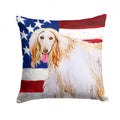 Afghan Hound Patriotic Decorative Throw Pillow 14x14 Indoor Outdoor Accent Cushion, Fabric Cover with Insert for Sofa, Bed, Porch & Living Room