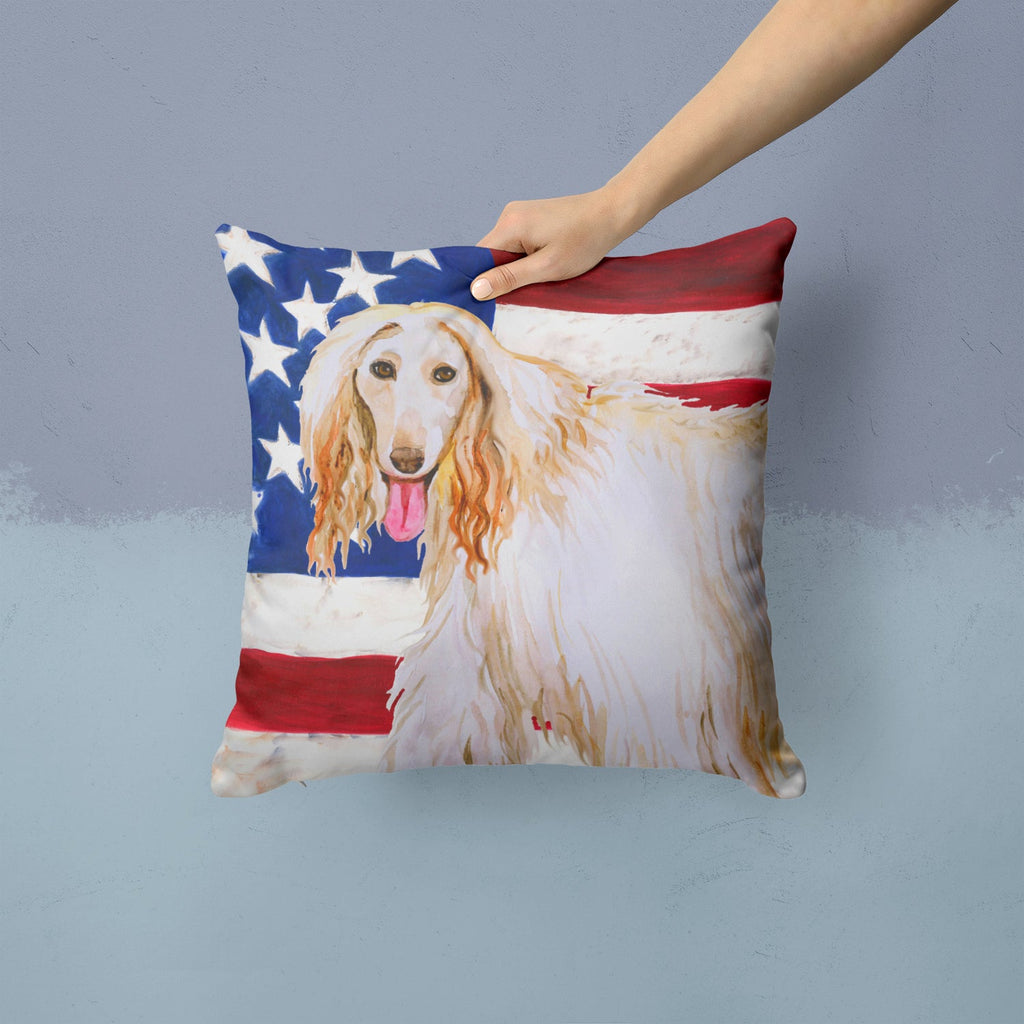 Afghan Hound Patriotic Decorative Throw Pillow 14x14 Indoor Outdoor Accent Cushion, Fabric Cover with Insert for Sofa, Bed, Porch & Living Room